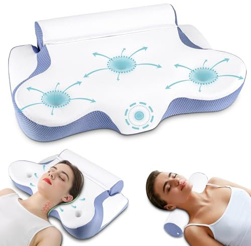 TopEsct Memory Foam Kissen Seitenschläferkissen,Nackenkissen Kopfkissen für Seiten,Rücken Schläfer(Blau)