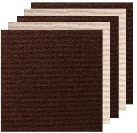 SHUESS 24 Pack Carpet Tiles - Self Adhesive Carpet Tiles Brown and Khaki - 30 x 30 cm Anti-Slip Floor Tiles Self Adhesive - 0.4 cm Thick Easy Peel and Stick Carpet Tile for Home, Bedroom, Living Room