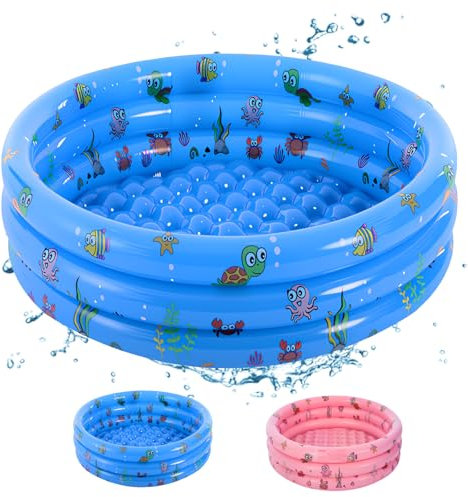 Shyllin Piscina Gonfiabile Bambini 90x80x30cm,Piscina Anulare per Bambini,Mini piscina gonfiabile con Fondo Morbido per Bambini,materiale spesso in PVC (Blu scuro L)