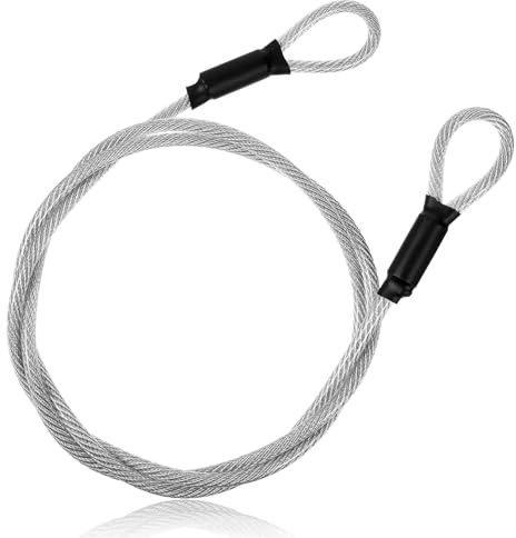 Security Steel Cable Coated Double Loop Cable Lock Luggage Lock Wire Rope 5mm x 1.2m Safety Wire Rope Flexible Security Cables Locks Braided Steel Lanyard Chains for Outdoor Gate Locks Bike Padlock