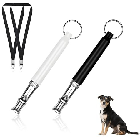 Nevoluxer 2 Pezzi Fischietto Ultrasuoni per Cani Antiabbaio – per Richiamo e Controllo, con Cordino Regolabile