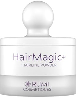 Rumi Cosmetiques HairMagic+ Root Touch Up Powder – Instant Gray Hair Coverage & Hairline Filler – Water-Resistant, Natural Finish, Nourishing Formula with Argan Oil (Dark Brown)