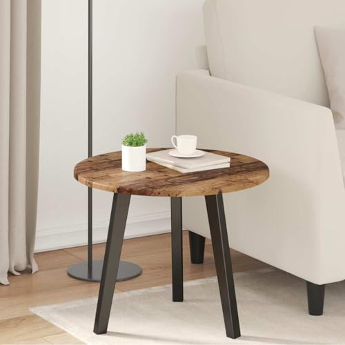 QJBSAVVA Tischplatte 50 cm rund Altholz Holzwerkstoff 1,5 cm stark Modernes Design Langlebig & pflegeleicht als Esstisch oder Schreibtischplatte für Wohnzimmer Büro Balkon
