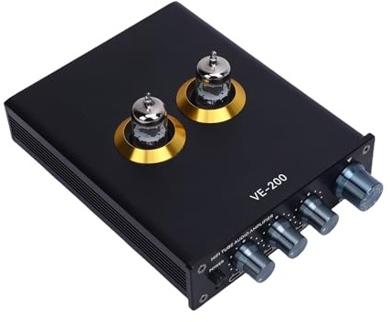 Aumotop Preamplificatore a Tubo - Preamplificatore a Tubo sotto Vuoto con EQ a 3 Bande, Alto, Medio, a Basso Equalizzatore, per Lettore CD Dvd MP3 Computer Smartphone Amplificatori (Plug)