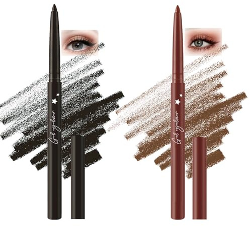 Eyeliner Pencil Set, Black And Brown Eye Liner Pencils With Caps, 2-Pack | Pointed Tips For Controlled Application, Stronger Definition Or Softer Everyday Looks, Routine Use And Make-Up Bags
