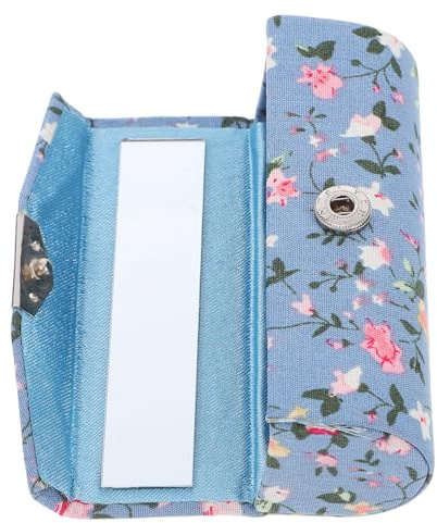 Ciieeo Portarossetto Specchio Effetto Vintage e Ricamo Floreale, Custodia Compatta per Trucchi da Donna in Broccato