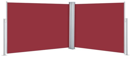 vidaXL Tenda da Sole Laterale Retrattile per Patio Privacy Automatica Schermo Parasole Frangivento 100x1000 cm in Tessuto PU Rossa Telaio in Ferro