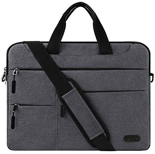 Sacoche pour Ordinateur Portable 14 Pouces Sac à Main Porte-Documents à Bandoulière Housse Imperméable Homme Femme Mallette Laptop Bag Gris Foncé