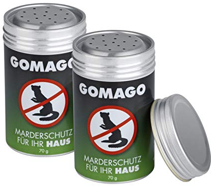GOMAGO Marderschutz für Ihr Haus 2er Set | Zuverlässige und artgerechte Mardervergrämung durch Duftstoff | Alternative zu Marderschreck, Marderspray, Ultraschall [2 x 70g]