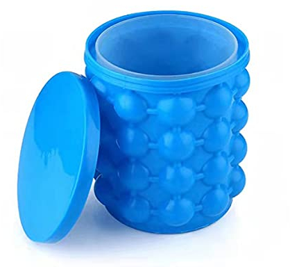 Gteller Bac à glaçons - Grand seau à glace avec couvercle - 2 en 1 - Portable - Pour whisky, cocktails, boissons - Bleu