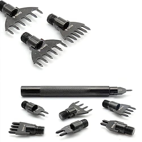 CENPEK 10 st 4/5/6 mm diamant snörning sömnad mejsel set hålslag verktyg med justerbart handtag