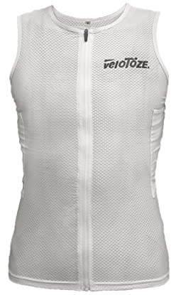 veloToze - Men's Cooling Cycling Vest, 4 Reusable Cooling Packs Included, Keep Cool While Riding Indoors and Outdoors - White (US, Alpha, X-Large, Regular, Regular)