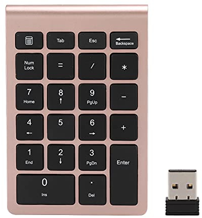 Goshyda Kabellose Nummernblöcke, 22 Tasten Tragbare USB 2.4G Nummerntastatur mit Empfänger, Finanzbuchhaltung Tastatur für Laptop, PC, Notebook(Roségold)