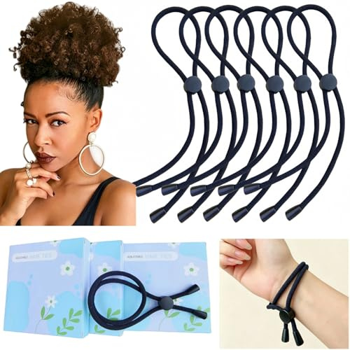 FEEZENT 6PCS Adjustable Headband Hair Tie for Thick Heavy Natural Kinky & Curly Hair, C-1 Count (Pack of 6)