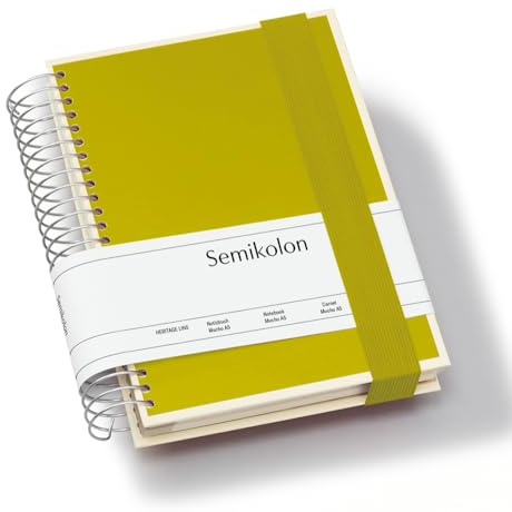 Semikolon 370068 Mucho Spiral-Notizbuch A5 15,7 x 21,7 cm - je 110 karierte, linierte, blanko Seiten, matcha hell-grün