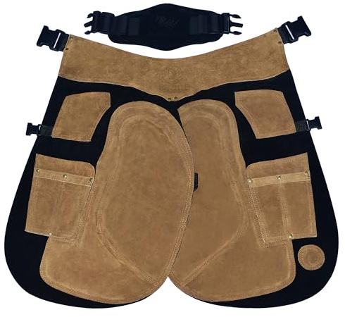 EQUESTRIAN STORE Grembiule, grembiule da zoccolo in vera pelle fiore, 59-23 pollici, grembiule in vera pelle scamosciata per strumenti di zoccolo, trimmer, chaps, fabbro per uomini e donne, marrone,