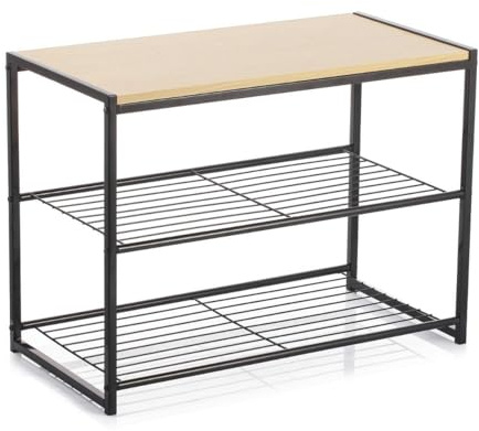 VINTHERA Moa Mueble Auxiliar Acero Y Madera 60x30x44,5cm Hierro Incluye Instrucciones