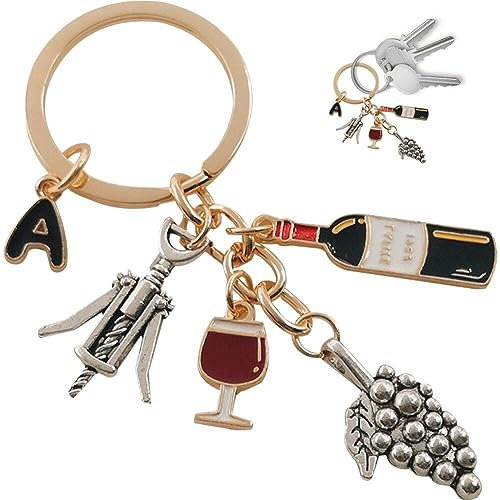 Keychain Keychain Bottle Ouvreur De Bouteille De Vin Verre De Vin Verage Vin Keychain Bar Clé Anneau Pendante Cadeau