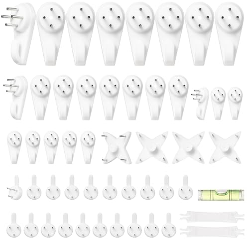 51pcs Non Trace Picture Hooks for Hard Walls,Picture Hanging Hooks,Wall Hanging Hooks,Picture Hangers,Plastic Picture Hooks for plasterboard Walls no Nails,Photo Hooks,Small Hard Wall Picture Hooks