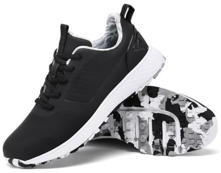 DAMANDO Chaussures De Golf Étanches pour Femmes Spikeless Golf Training Sneakers Mode Outdoor Lace-Up Golf Sport Trainers,Noir,37 EU