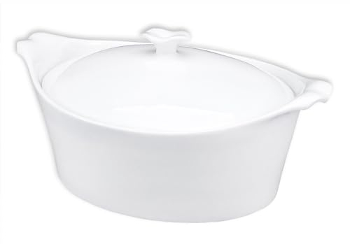 jinsongdafa Casserole Dish Set with Lids, Oval 1500 ML French Ceramic Serving Soup Tureen, Chip and Crack Resistant Baking Dish - Microwave, Dishwasher, Oven and Fridge Safe