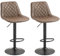 HOMCOM Bar Stools Set of 2, Retro Adjustable Kitchen Stool, Swivel PU Leather Upholstered Bar Chairs with Back, Footrest and Steel Base, Brown