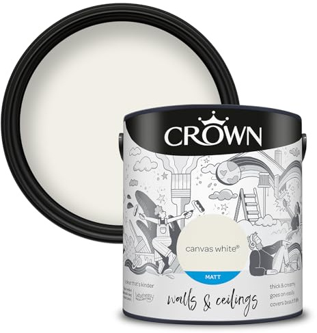 Crown Walls & Ceilings Matt Emulsion Paint, Size 2.5L, Canvas White