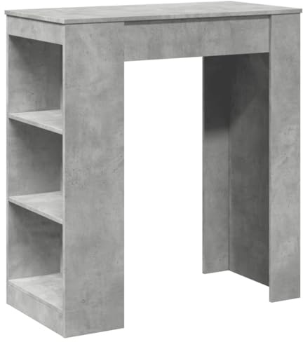 Table de bar avec étagères gris béton bois d ingénierie