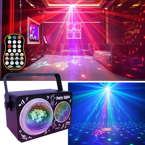 Discolicht Partylicht,T207 Discokugel, Musikgesteuert Disco Party Licht, RGB Stroboskop Sprachsteuerte Party Licht mit 2M USB für, DJ Projektor Lichter RGB LED DJ Licht für Bar KTV Familientreffen