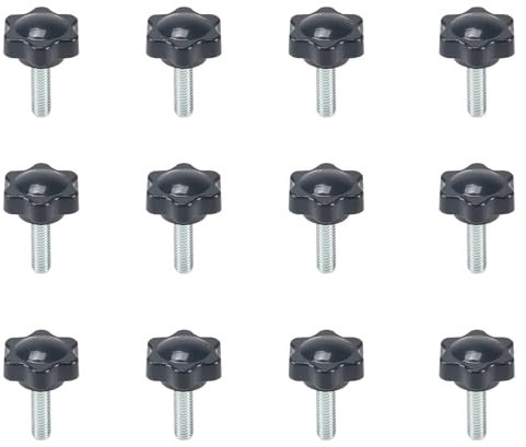 KINDPMA Lot de 12 Vis à Tête Moletée M6 x 20 mm en Plastique en Forme D'étoile avec Poignée, Vis à Tête Étoile pour Machines-Outils, Équipement Mécanique, Décoration de Meubles