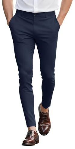 GINGTTO Chino Homme Pantalon Skinny Extensible Trousers Stretch Pant | Chino Super Extensible Et Plat Sur Le Devant, Adapté Pour Les Affaires, Les Mariages, Le Golf