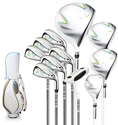 XSDAJSD Ensemble Complet de Clubs de Golf pour Femmes droitières, Ensemble Complet de Clubs de Golf pour Femmes, Ensemble Complet de Clubs de Golf avec Clubs de Golf et Sac trépied 11 Clubs. Vision