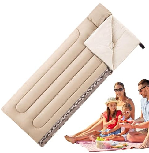 Saco de dormir de camping – Saco de dormir ligero e impermeable para senderismo | Aislamiento ultra cálido para 4 estaciones | Saco de dormir compacto extra ancho | Portátil doble ideal para