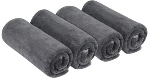 ZcrPrn Microfibre Towel, Gym Towel, 4 PCS Portable Seal Quick Dry Towels For Fitness Sports & Outdoor Activities, Includes Two 30x30 cm And Two 35x75 cm Bath Towels, Grey