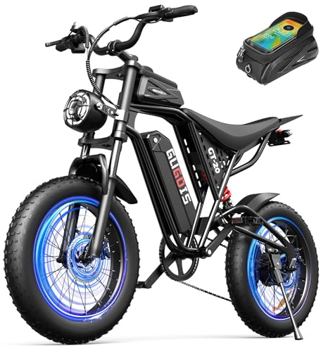 GugoIs Electric Bike for Adults,Peak 1000W Motor,Up to 30Mph, 25-45 Miles Dirt Ebike,20 Fat Tire Electric Motorcycle with 48V 15.6A Battery UL 2849 Tested,7-Speed Ebike