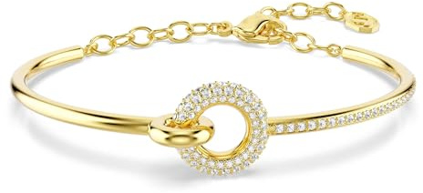 Swarovski Brazalete Dextera, Talla redonda, Blanco, Baño tono oro