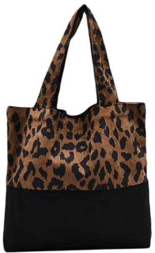 TEHAUX Paquet à Main Léopard Rétro en Toile Poignée Confortable, Pochette Élégante Multifonctionnelle pour Occasions Quotidiennes et Voyage
