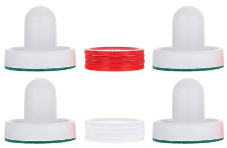 Cabilock Empujadores y Discos para Hockey de Aire 60Mm Blancos y Rojos 2 Juegos Paletas y Discos de 51Mm Accesorios de Repuesto para Mesa de Hockey de Aire Piezas de Reemplazo para Sala