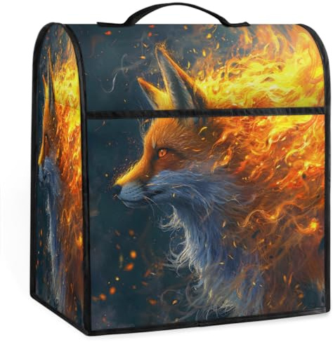 Cool Flame Animal Fox Kitchen Aid Mixer Covers Compatible with 6-8 Quarts Stand Mixer Cover with Pocket Coffee Maker Dust Covers Kitchen Aid Accessories Blender Cover for Tilt Head Bowl Lift