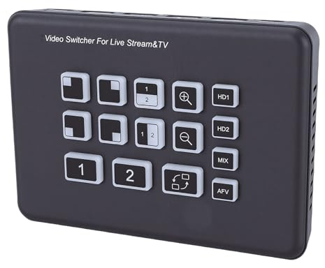 Tangxi Live Stream Switcher, USB C 3.0 Video Mixer med 2 1080P HD-ingångar 3,5 Mm Port för PC Live Broadcast Spel Streaming Videokonferenser