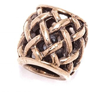 Wikinger Bartperle und Haarperle mit Flechtmuster aus Bronze Schmuckperle Lockenperle Dreadlocks LARP