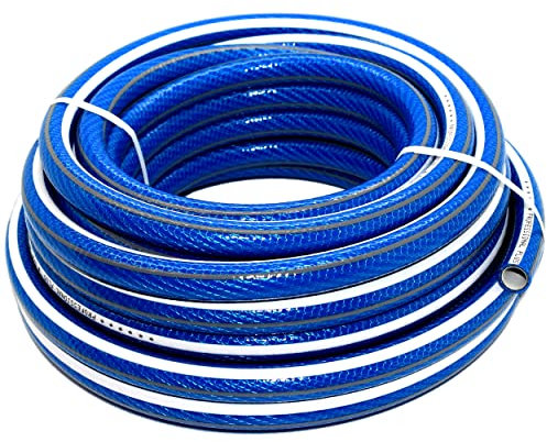 15 m / 49 ft Garden Hose Pipe - 1/2 Kink-Free 6-Layer Reinforced Non-Toxic Phthalate-Free PVC Hosepipe - Heavy-Duty Outdoor Watering Tube for Garden, Lawn, Greenhouse, Irrigation, Car Wash - Blue