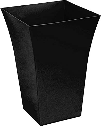 Rammento 4-Pack 37cm Tall Gloss Black Plastic Plant Pot | 27L Flared Flower Pot for Balcony, Garden & Patio | Weather-Resistant Square Garden Flower Pot | Lightweight Planter for Indoor/Outdoor Use
