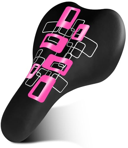 Soeenaper Bike Seat for 14 16 18 20 24 Inch Kids Bike Saddle Child Comfort Bike Replacement Saddle for Girls Boys Bike 6010(Pink)