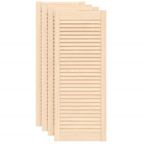 vidaXL 4X Madera Maciza de Pino Puertas Tipo Persiana con Celosía Rejilla Armario Tablillas Guardarropa Separador Decoración 99,3x39,4cm