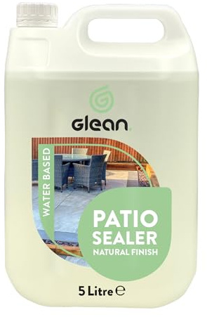 GLEAN Patio Stain Stop Sealer | Water Based Impregnating Sealer | Natural Stone Patios & Flooring | Protects Against Oil, Grease, Dirt, Limescale, Water Staining | Natural Finish | 5 Litre