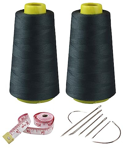 Kit di 2 bobine di filo da cucito in poliestere grigio scuro, 2743 metri ciascuno, 40s/2 fili multiuso per macchina da cucire e lavori di riparazione a mano
