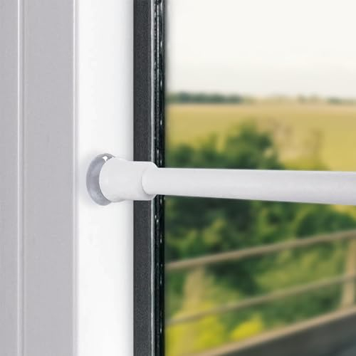 2 Stücks Gardinenstange ohne Bohren Klemmstange Scheibengardinenstange Bistrogardinenstangen mit Saugnäpfen und Schrauben für Vorhänge, Schränke, Bistro, kleines Fenster(70-120cm, Weiß)