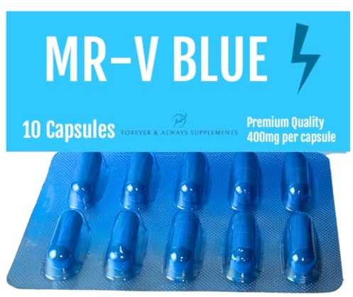 10 x Pills - MR-V Blue high Strength 400mg Natural Supplement for Men - Ginseng & Maca Ultra Strong Fast Acting Male Capsules/Tablets - Stronger, Harder & Firmer
