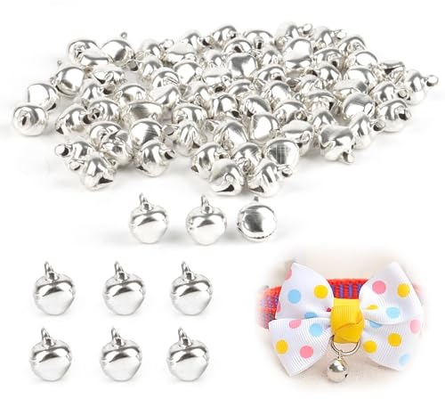 UKOFEW 70 Stück Glöckchen,12mm Kleine Glöckchen,Glöckchen zum Basteln,Mini-Glöckchen,Metallglöckchen für Basteln,Geschenkverpackun,Fest Dekoration (Silber)